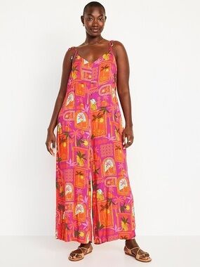 Old navy wide leg tropical jumpsuit